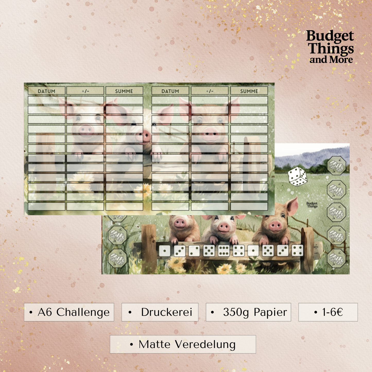 Schwein gehabt! Laminierte Würfelchallenge