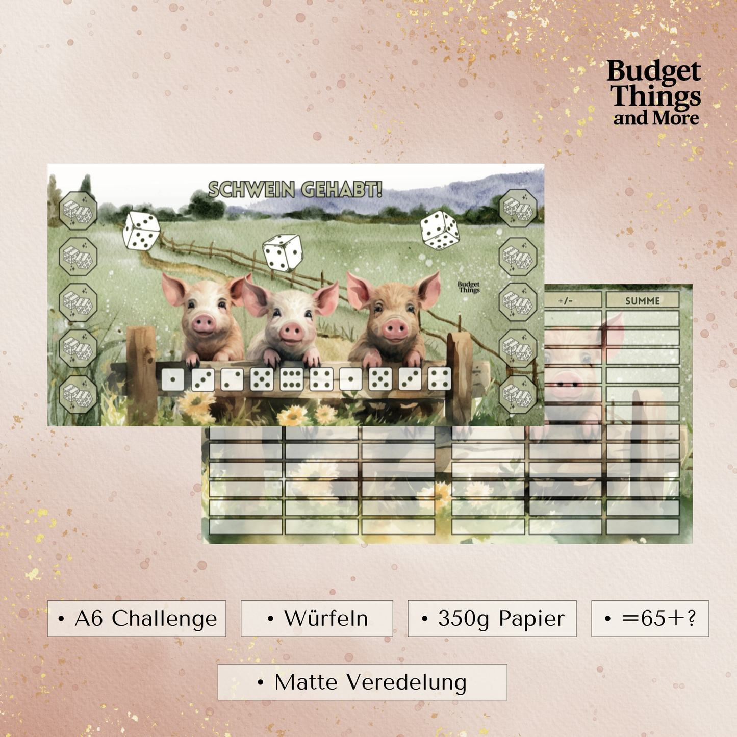 Schwein gehabt! Laminierte Würfelchallenge